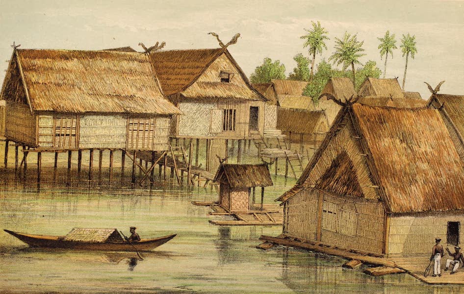 Head-Hunters of Borneo - Architecture at Tangaroeng (1882)