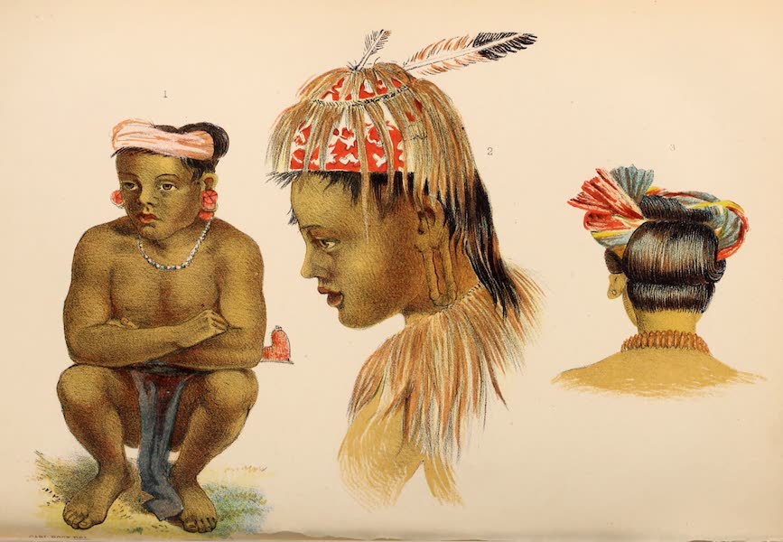 Head-Hunters of Borneo - Two of my followers and Mans coiffure of Longbleh (1882)
