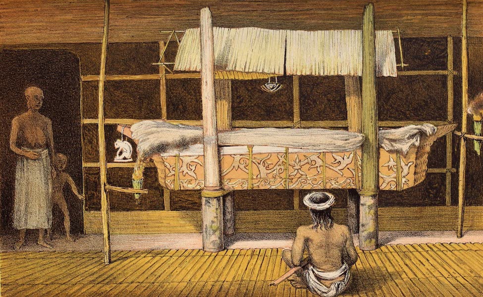 Head-Hunters of Borneo - Dyak Chief lying in state (1882)