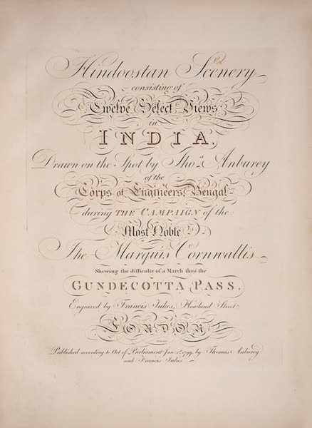 Hindoostan Scenery - Title Page (1799)