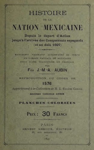 Histoire de la Nation Mexicaine depuis le Depart d'Aztlan