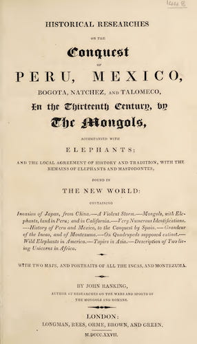 New World - Historical Researches on the Conquest of Peru, Mexico