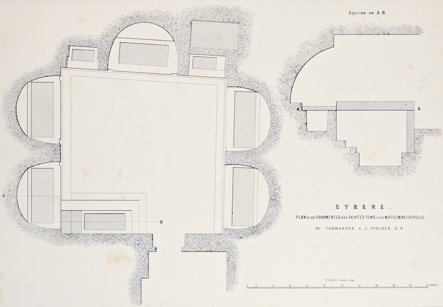 History of the Recent Discoveries at Cyrene - Cyrene - Plan of an Ornamented and Painted Tomb in the Northern Necropolis (1864)