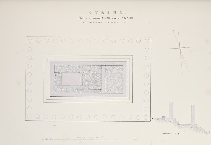 History of the Recent Discoveries at Cyrene - Cyrene - Plan of a Temple to the S.W. of the Temple of Bacchus (1864)