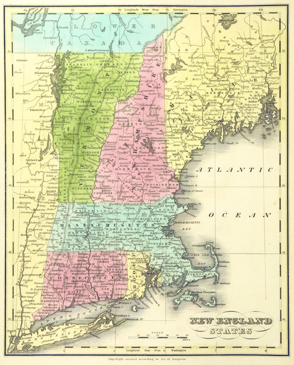 Huntington's School Atlas - New England States (1836)