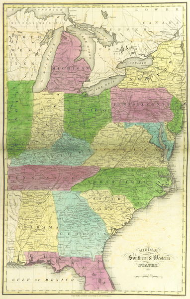 Huntington's School Atlas - Middle with Part of the Southern and Western States (1836)