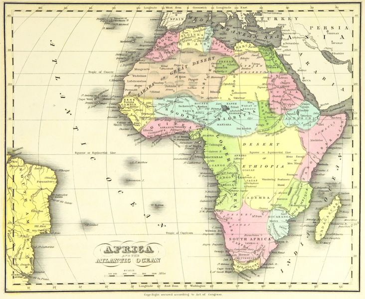 Huntington's School Atlas - Africa and the Atlantic Ocean (1836)