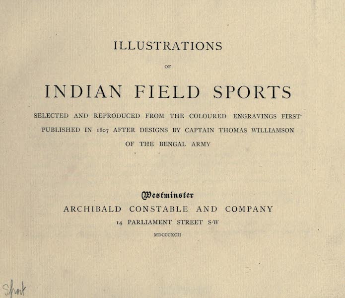Illustrations of Indian Field Sports - Title Page (1892)