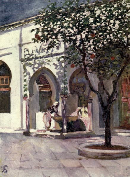 In the Track of Moors - Courtyard and Fountain of the Great Mosque, Algiers (1905)