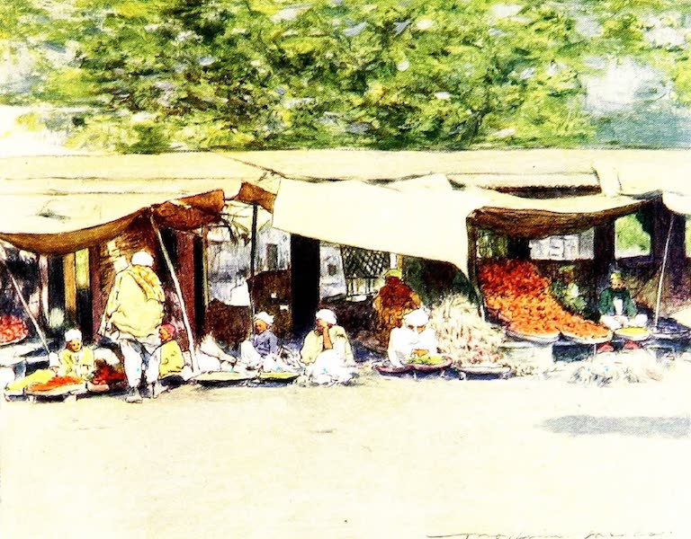 India by Mortimer Menpes - Market Day in Peshawur (1905)
