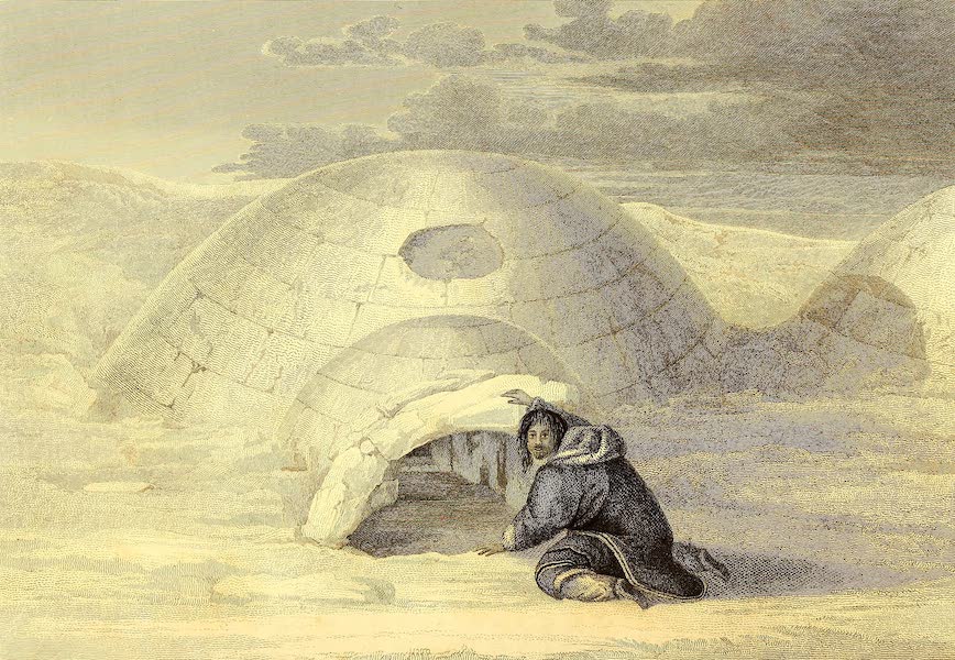 Journal of a Second Voyage for the Discovery of a North-West Passage - An Esquimaux creeping into the Passage of a Snow-hut (1824)