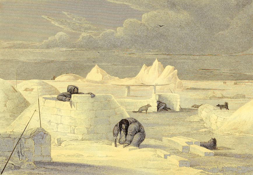 Journal of a Second Voyage for the Discovery of a North-West Passage - Esquimaux building a Snow-hut (1824)