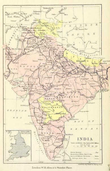 Journals Kept in Hyderabad, Kashmir, Sikkim, and Nepal Vol. 1 - Map of India (1887)