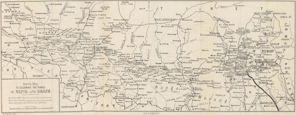 Sketch Map to Illustrate the Diaries in Nepal and Sikkim