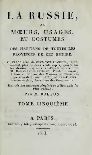 Aquatint & Lithography - La Russie, ou, Moeurs, Usages, et Costume Vol. 5