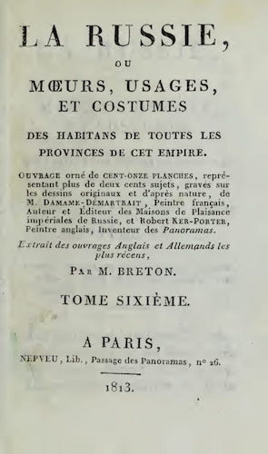 Aquatint & Lithography - La Russie, ou, Moeurs, Usages, et Costume Vol. 6