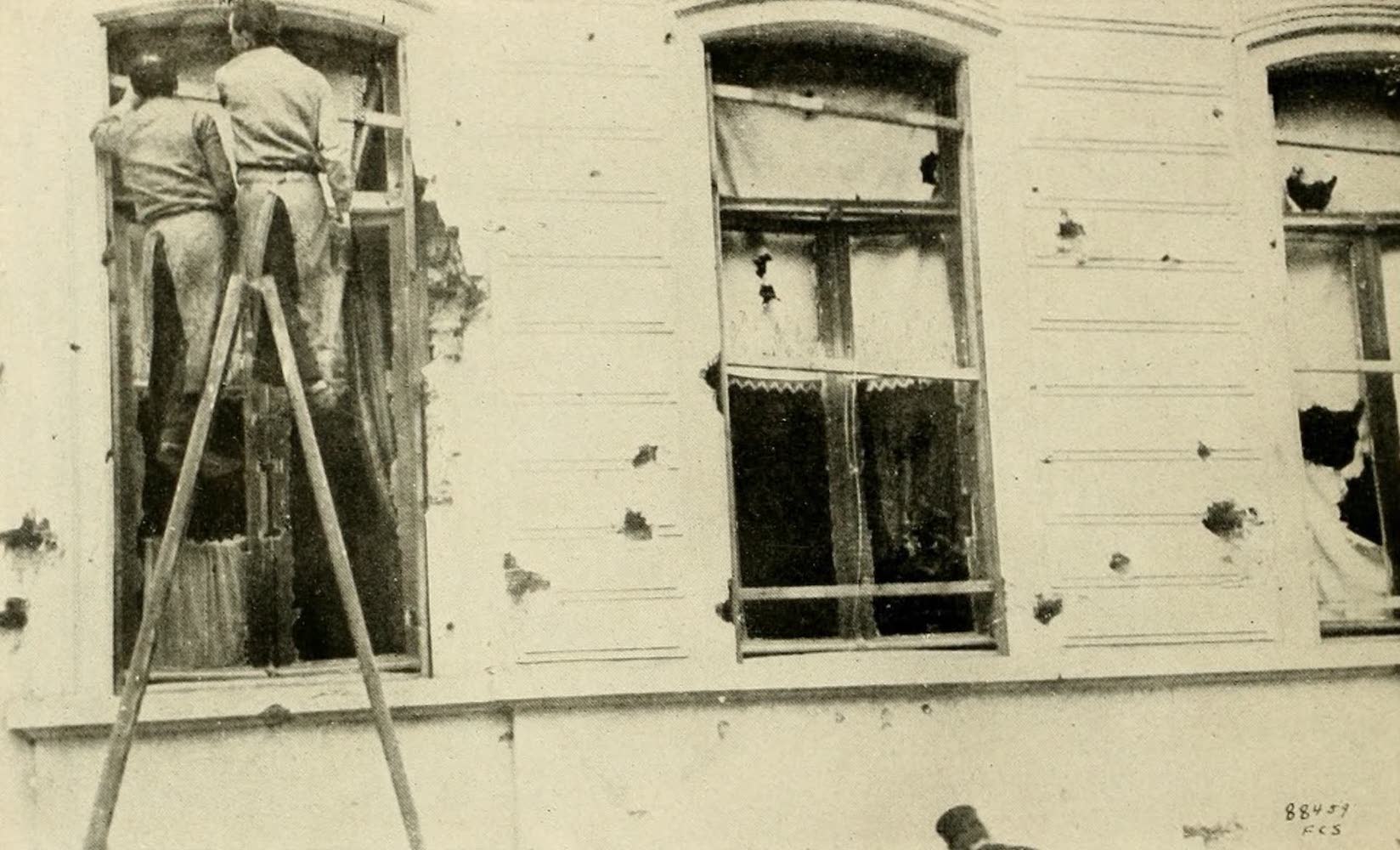 First Photos of Damage Caused Bv Zeppelin Bomb Throwers in Antwerp