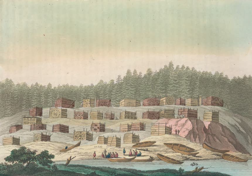 Le Costume Ancien et Moderne [Amerique] Vol. 1 - Le village de Chelaski dans le detroit d'Johnston (1820)