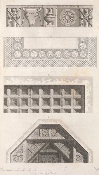 Le Costume Ancien et Moderne [Europe] Vol. 1, Pt. 2 - CVIII. Frise d'un monument dorique, pave en mosaique, plafond d'un mausolee (1823)