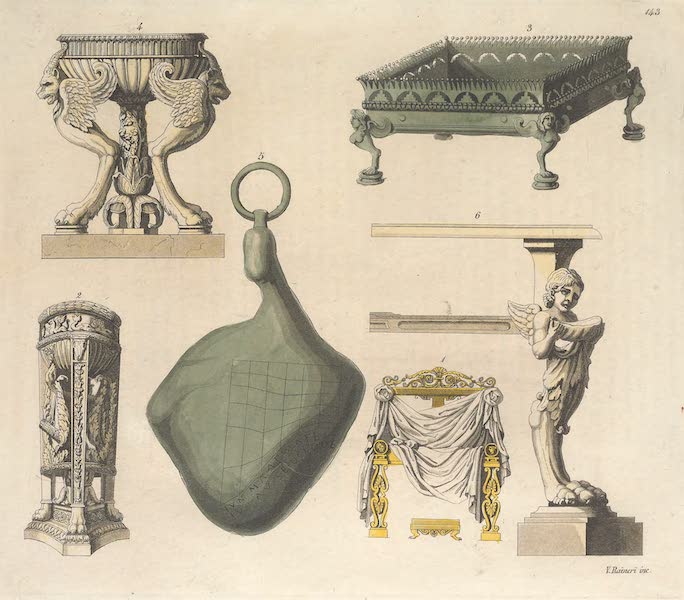 Le Costume Ancien et Moderne [Europe] Vol. 1, Pt. 2 - CXLIII. Meubles et autres objets [III] (1823)