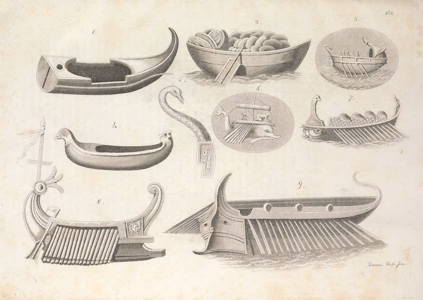Le Costume Ancien et Moderne [Europe] Vol. 1, Pt. 2 - CLII. Navires, leurs parties et dessins de plusieurs (1823)