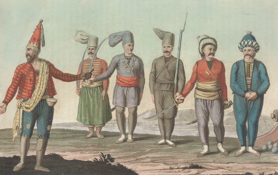 Le Costume Ancien et Moderne [Europe] Vol. 1, Pt. 3 - XXV. Bateleur, officier de canonniers, canonnier etc. (1823)