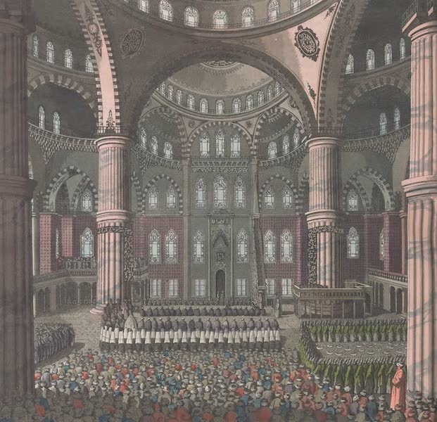 Le Costume Ancien et Moderne [Europe] Vol. 1, Pt. 3 - XLI. Celebration de la fete du Mewlod dans la mosquee du Sultan Ahmed (1823)