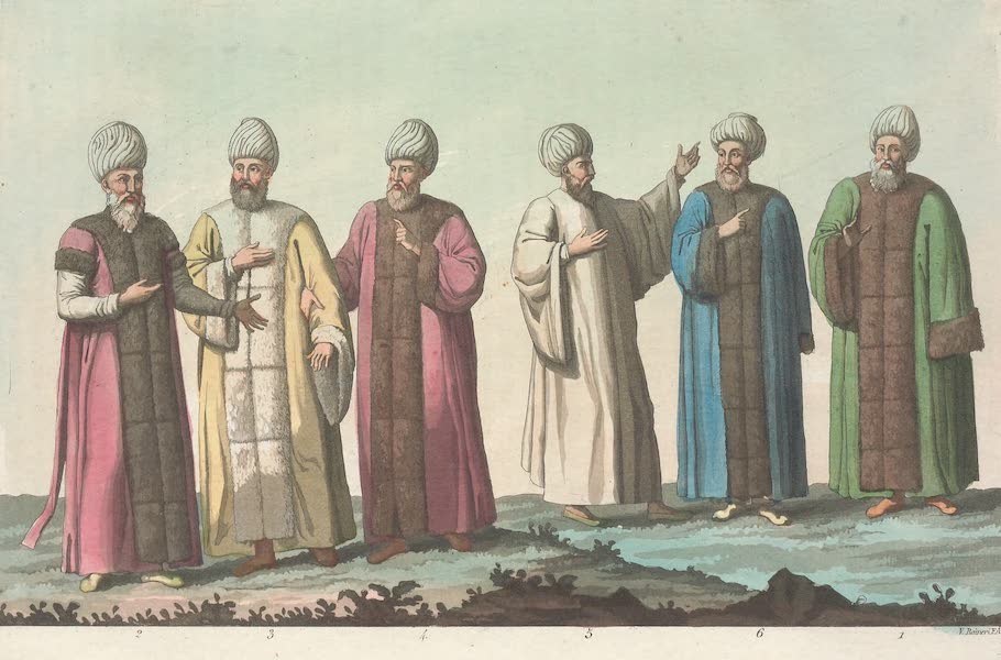 Le Costume Ancien et Moderne [Europe] Vol. 1, Pt. 3 - XLVIII. Schaikh-ul-Islam : Nakib-ul-Escraf : Cazi-Ascher : Istambol-Cadissy : Molla : Cady (1823)