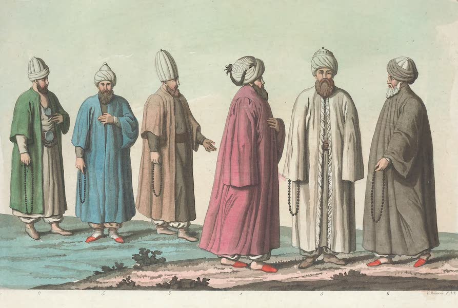 Le Costume Ancien et Moderne [Europe] Vol. 1, Pt. 3 - L. Kalwety : Babay : Bekry : Sunbuly : Scheikh-Gulscheny : Derwisch-Gulscheny (1823)