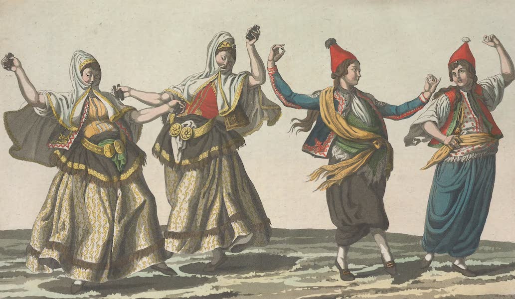 Le Costume Ancien et Moderne [Europe] Vol. 1, Pt. 3 - LXII. Deux danseurs ; deux danseuses (1823)