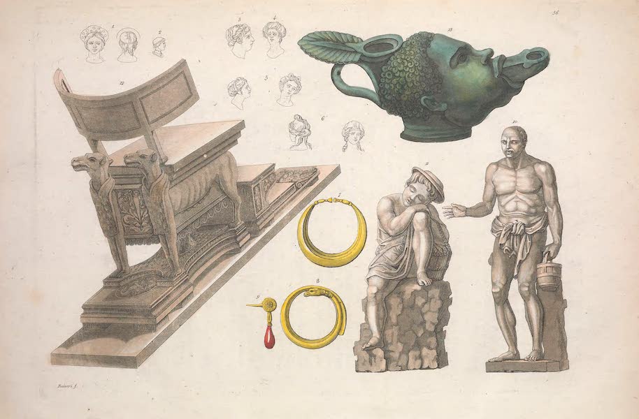 Le Costume Ancien et Moderne [Europe] Vol. 2 - LVI. Coiffure, habillement et meubles etc. (1820)