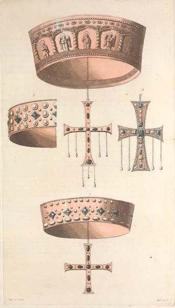 Le Costume Ancien et Moderne [Europe] Vol. 3, Pt. 1 - II. Couronnes ou dons de piete dans la basilique de St. Jean de Monza (1823)