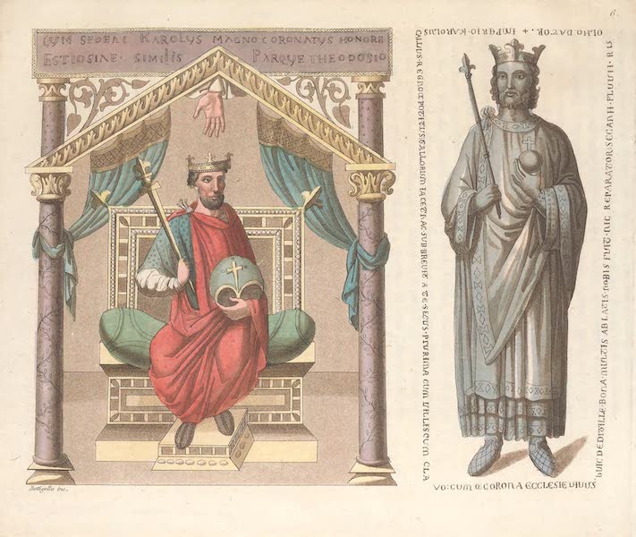 Le Costume Ancien et Moderne [Europe] Vol. 3, Pt. 1 - VI. Charles le Chauve assis sur le trone, copie sur une miniature d'un manuscrit de la Bibliotheque de Colberc (1823)