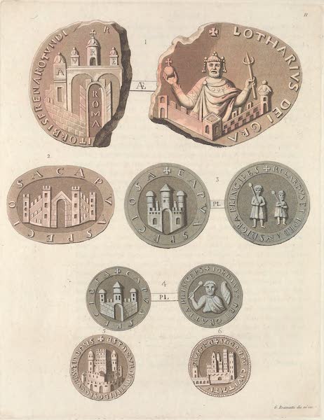 Le Costume Ancien et Moderne [Europe] Vol. 3, Pt. 1 - XI. Anciennes fortifications representees sur des sceaux des siecles barbares (1823)