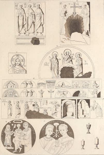 Le Costume Ancien et Moderne [Europe] Vol. 3, Pt. 1 - XXI. Peintures Chretiennes prises des catacomhes de Rome etc. [II] (1823)