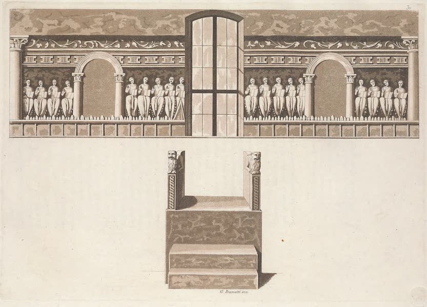 Le Costume Ancien et Moderne [Europe] Vol. 3, Pt. 1 - XXX. Siege de l'Eveque, appele exedra dans la basilique de St. Ambroise (1823)