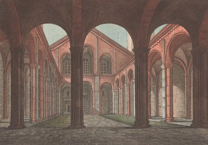 Le Costume Ancien et Moderne [Europe] Vol. 3, Pt. 1 - XXXVIII. Vestibule magnifique devant l'eglise de Saint Ambroise a Milan (1823)