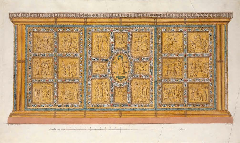 Le Costume Ancien et Moderne [Europe] Vol. 3, Pt. 1 - XLII. Devant d'autel en or dans l'eglise de Saint Ambroise a Milan : partie anterieure (1823)