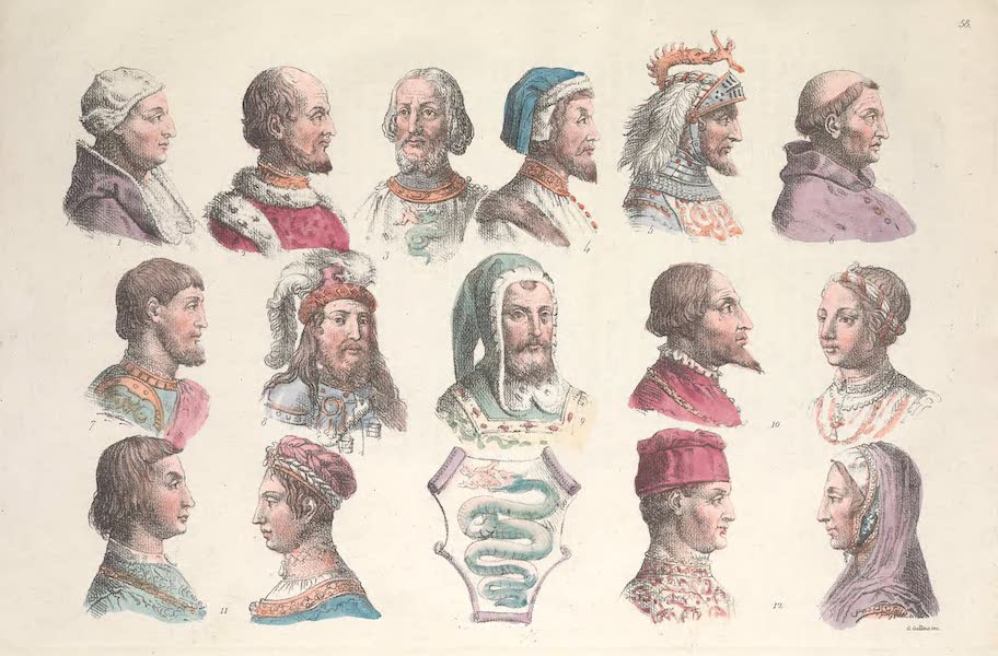 Le Costume Ancien et Moderne [Europe] Vol. 3, Pt. 2 - LVIII. Portraits des Visconti (1823)