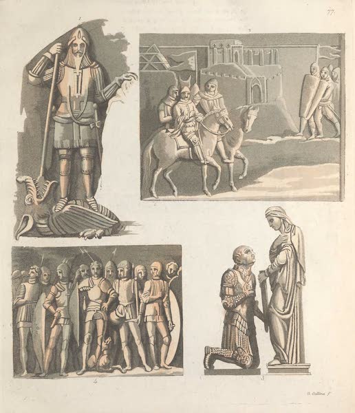 Le Costume Ancien et Moderne [Europe] Vol. 3, Pt. 2 - LXXVII. Diverses armures du moyen age (1823)