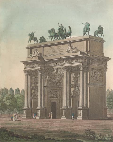 Le Costume Ancien et Moderne [Europe] Vol. 3, Pt. 2 - XCII. Arc de triomphe du Simplon, du marquis Louis Cagnola architecte, idem. (1823)