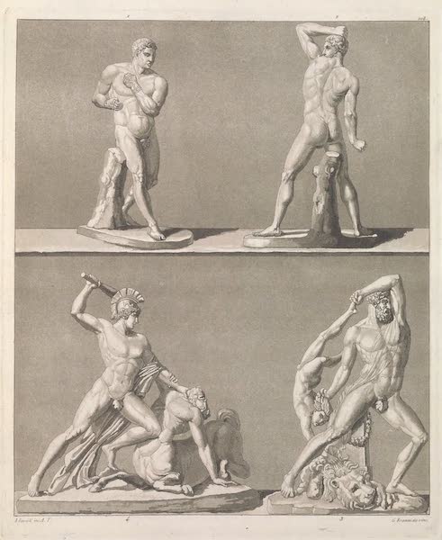 Le Costume Ancien et Moderne [Europe] Vol. 3, Pt. 2 - CVIII. Statues des Pugilateurs : Hercule et Lycas etc. (1823)