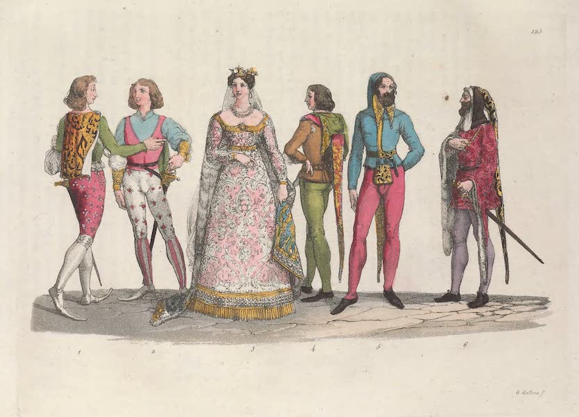 Le Costume Ancien et Moderne [Europe] Vol. 3, Pt. 2 - CXXV. Habillement du XIV.<sup>e</sup> siecle (1823)
