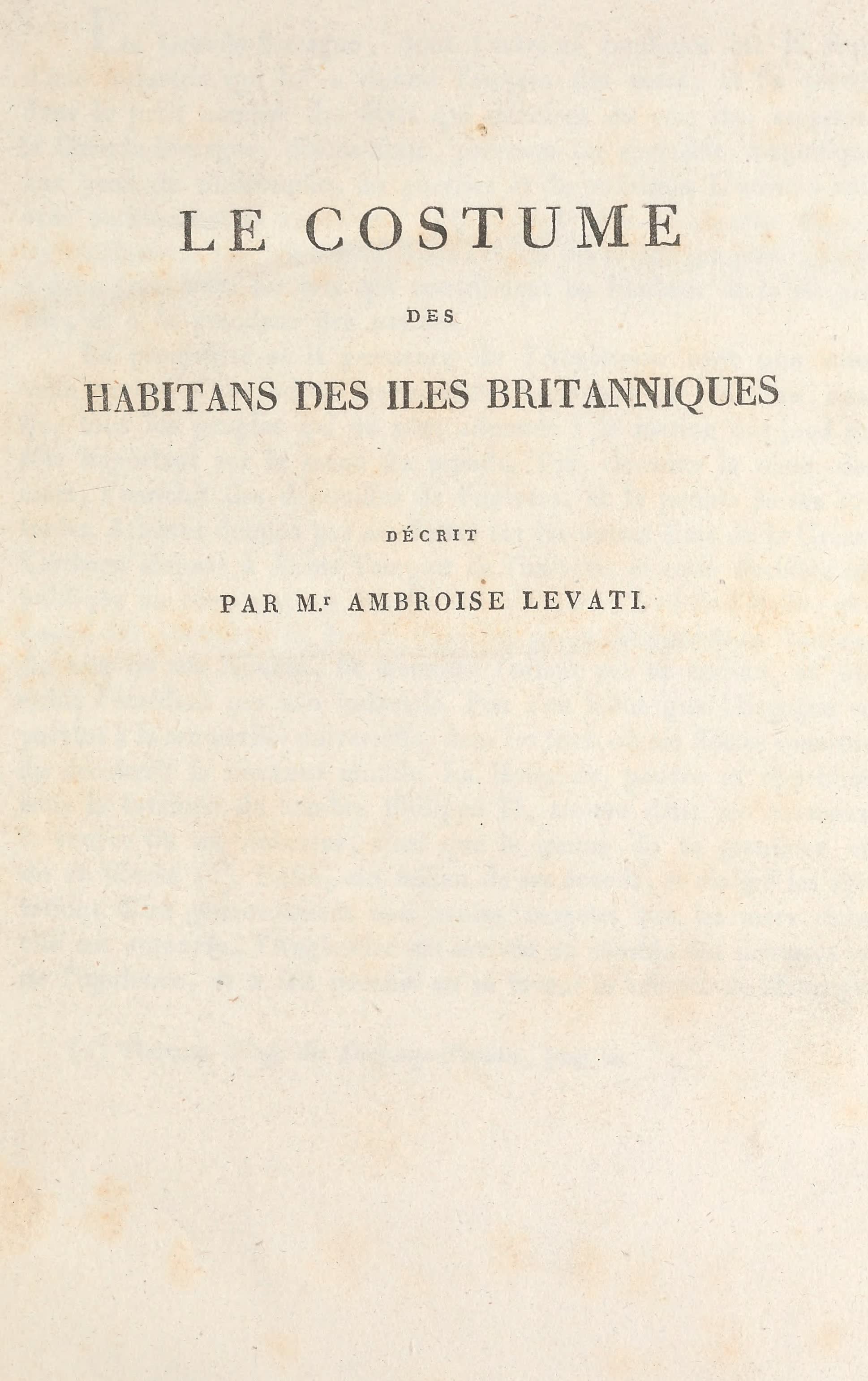 Le Costume Ancien et Moderne [Europe] Vol. 6 - Title Page - Le Costume des Iles Britanniques (1827)