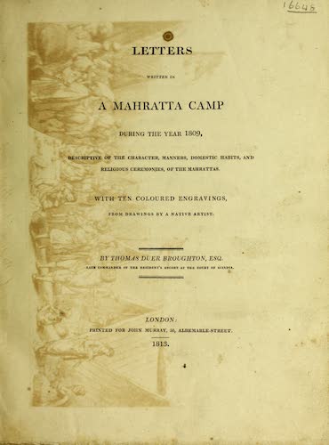 Madras - Letters Written in a Mahratta Camp