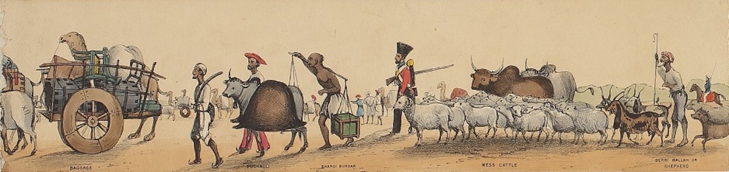Line of March of a Bengal Regiment of Infantry - Panorama V (1840)