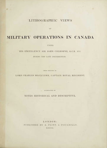 Lithographic Views of Military Operations in Canada (1840)