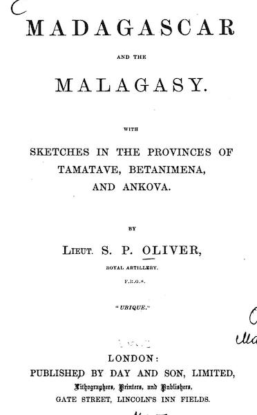 Madagascar and the Malagasy - Title Page (1866)