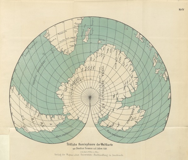 Südliche Hemisphaere der Weltkarte des Orontius Finaeus A.D Jahare 1531