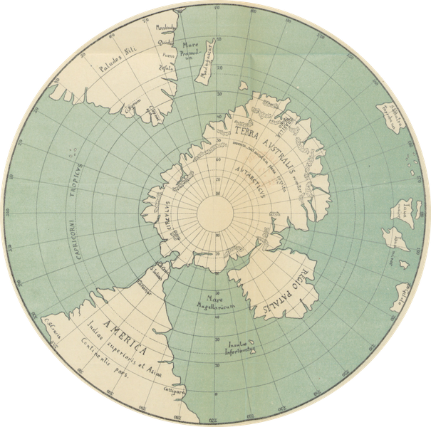 Magalhaes-Strasse und Austral-Continent - Südliche Hemisphaere des Globus von Johannes Schöner A.D Jahare 1533 (1881)
